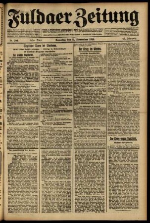 Erste Ausgabe vom Samstag, den 11. November 1916.