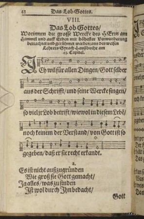 VIII. Das Lob Gottes [...]
