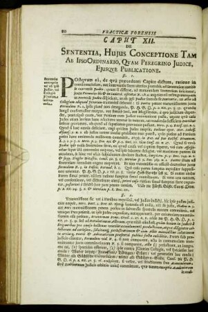 Caput XII. De Sententia, Hujus Conceptione Tam Ab Ipso Ordinario, Quam Peregrino Judice, Ejusque Publicatione.