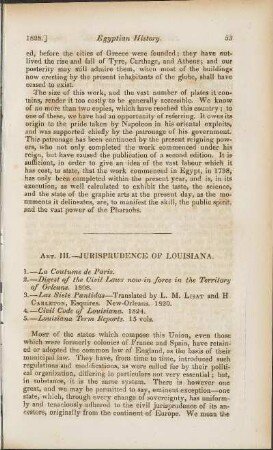 Art. III. Jurisprudence of Louisiana.