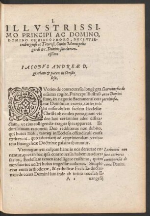 Illustrissimo Principi Ac Domino, Domino Christophoro, Duci Wirtenbergensi ac Teccensi ...