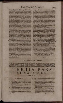 Tertia Pars Circa Successiones.