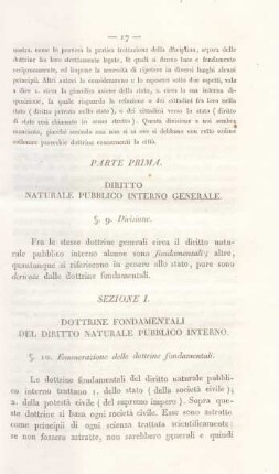Sezione I. Dottrine fondamentali del diritto naturale pubblico interno