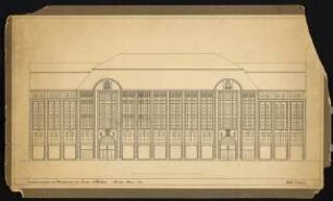 Warenhaus Wertheim, Leipziger Straße, Berlin 4. Bauabschnitt, Wettbewerb: Ansicht Fassade Leipziger Straße 1:100