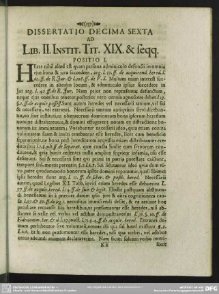 Dissertatio Decima Sexta Ad Lib. II. Instit. Tit. XIX. & seqq.