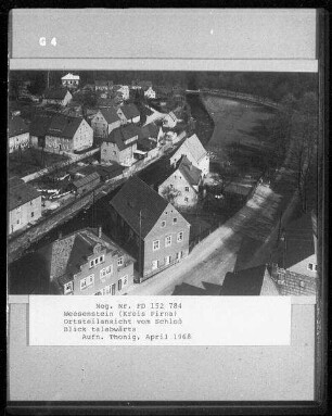 Weesenstein, Ortsteilansicht vom Schloß, Blick talabwärts