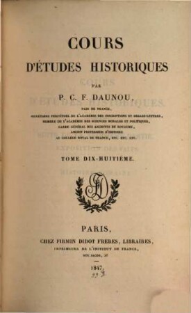 Cours d'études historiques, 18