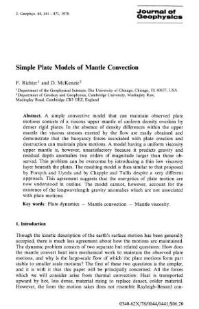 Simple plate models of mantle convection