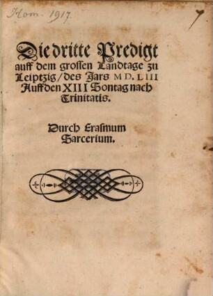 Die dritte Predigt auf dem großen Landtage zu Leipzig 1553