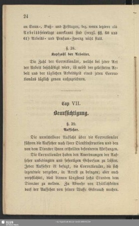 Cap. VII. Beaufsichtigung