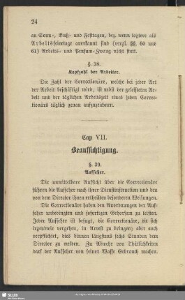 Cap. VII. Beaufsichtigung