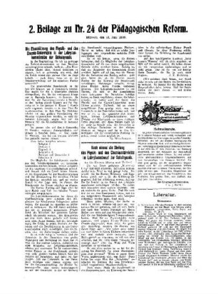 Literatur : 2. Beilage zu Nr. 24 der Pädagogischen Reform