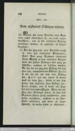 Art. 20. Vom rückwärts Distanzen nehmen