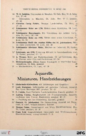 Aquarelle, Miniaturen, Handzeichnungen (Nr. 76-141)