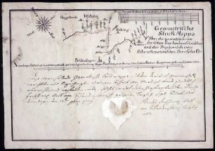 Geometrische "Stuckmappa" über die Grenzlinie zwischen der Herrschaft Hohenfels und der Herrschaft Schreckenstein