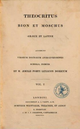 Theocritus, Bion et Moschus : graece et latine, 1