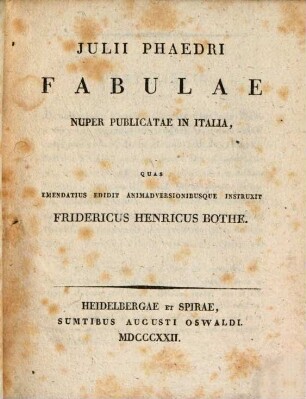 Fabulae nuper publicatae in Italia