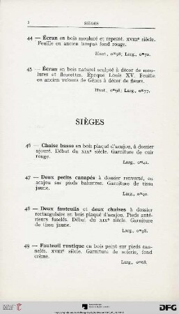 Sièges (Nr. 46-73)
