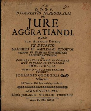 Dissertatio inauguralis De jure aggratiandi