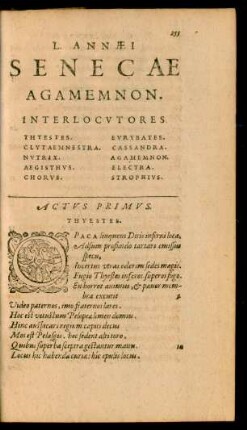L. Annaei Senecae Agamemnon.