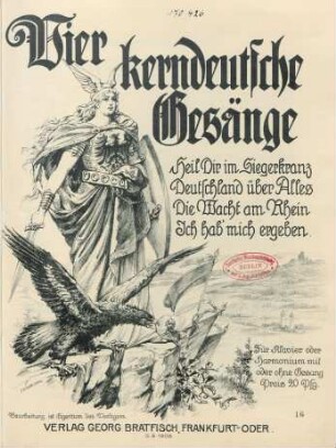 Vier kerndeutsche Gesänge : für Klavier oder Harmonium mit oder ohne Gesang