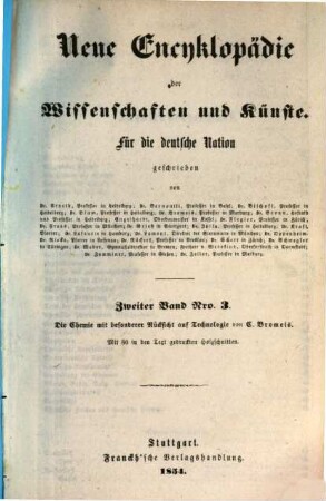 Die Chemie mit besonderer Rücksicht auf Technologie
