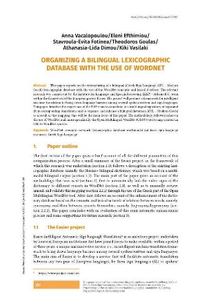 Organizing a bilingual lexicographic database with the use of WordNet