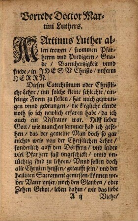 Enchiridion. Der kleine Catechismus, für die gemein, Pfarherr vnd Prediger : Mit den newen Fragstücken