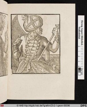 Stehender Orientale mit Schild und Streitkolben, Brustbild