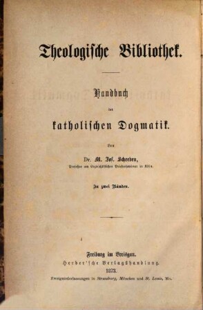 Handbuch der katholischen Dogmatik, 1