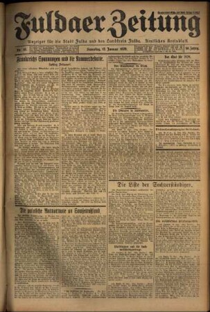 Erste Ausgabe vom Samstag, den 12. Januar 1929.