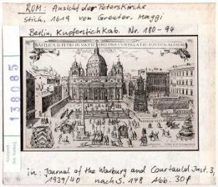 Rom: St. Peter, Ansicht der Peterskirche, Stich von 1619 von Greuter-Maggi