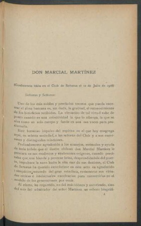 Don Marcial Martínez : (Conferencia leida en el Club de Señoras el 10 de Julio de 1918)