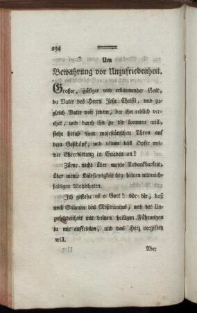 Um Bewahrung vor Unzufriedenheit.