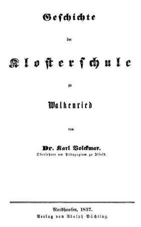 Geschichte der Klosterschule zu Walkenried