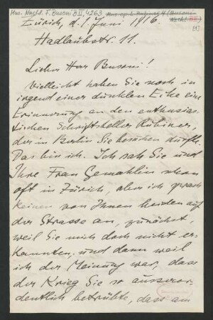 Brief an Ferruccio Busoni : 01.06.1916