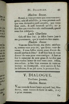 V. Dialogue. Troisieme Journée.