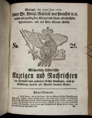 No. 25. Montags, den 19ten Juny 1775