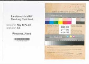 Entnazifizierung Alfred Roesener , geb. 10.03.1888 (Oberregierungsrat)