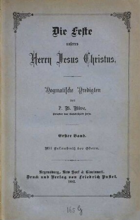 Die Feste unseres Herrn Jesus Christus : dogmatische Predigten, 1