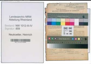 Entnazifizierung Heinrich Neukoetter , geb. 25.10.1889 (Wachunternehmer)