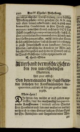 Allerhand vermischte Schreiben von unterschiedlichen Materien.