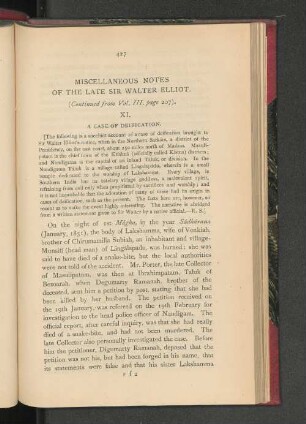 Miscellaneous Notes of the Late Sir Walter Elliot.