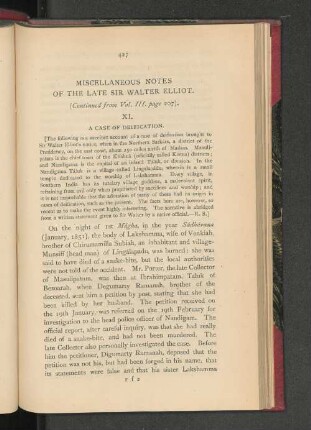 Miscellaneous Notes of the Late Sir Walter Elliot.