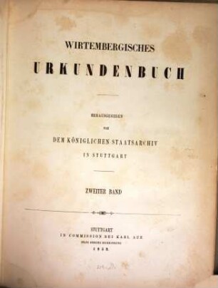 Wirtembergisches Urkundenbuch, 2. 1138 - 1212