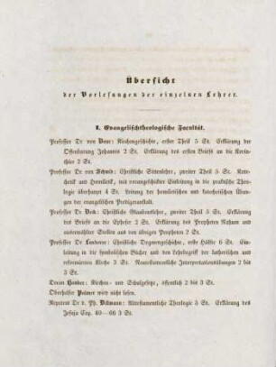 20-27, Übersicht der Vorlesungen der einzelnen Lehrer
