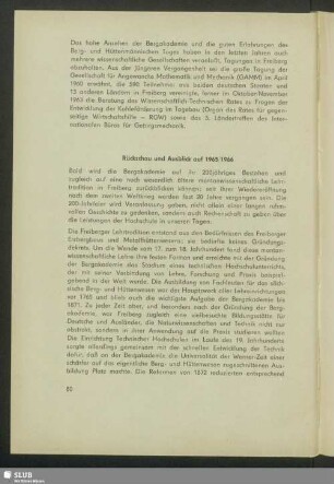 Rückschau und Ausblick auf 1965/1966