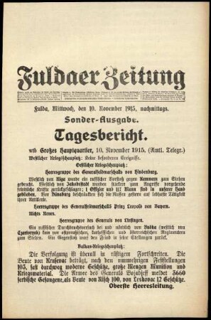 Ausgabe vom Mittwoch, den 10. November 1915.