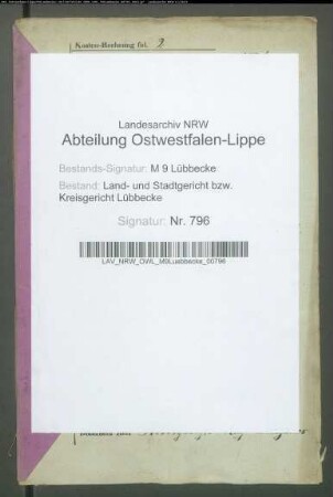 Erblasser: Lampe gt. Pieper, Christian; Erblasser: Lampe, Marie Louise Elisabeth, geb. Thase: Abschluss eines Erbvertrags