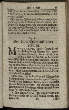 Cap. VI. Von denen Eyden und deren Leistung.